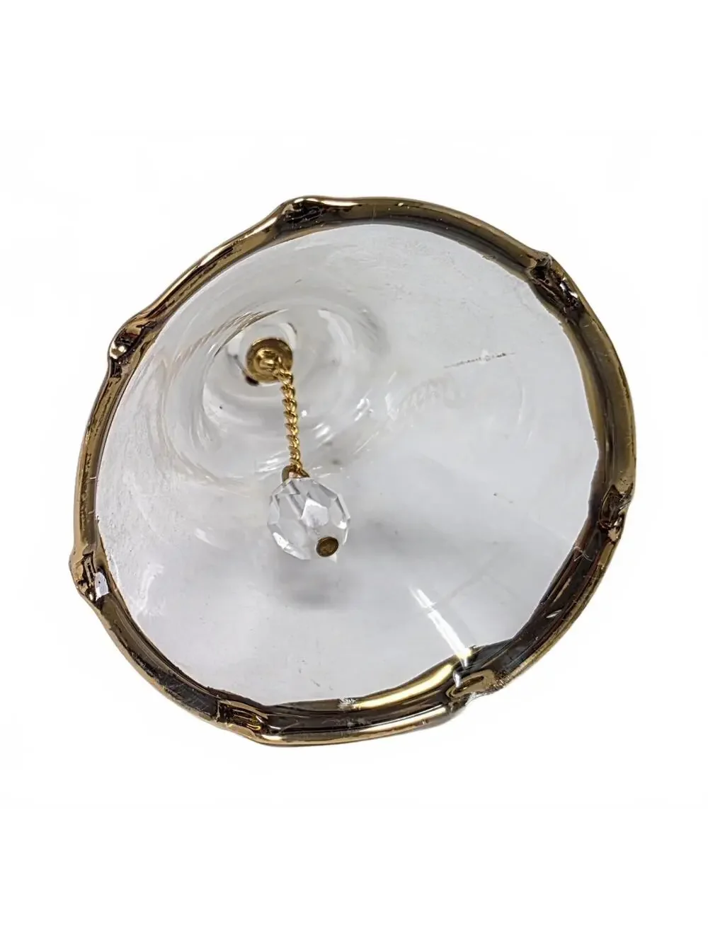 Vintage Frosted Swan Glass Bell Gold Trim Crystal Clapper 4.5 Inch
